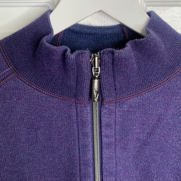 Tommy Bahama Men’s Reversible 1/4 Zip Navy Plum Pullover Sweater M-019 Sz L - Picture 3 of 11
